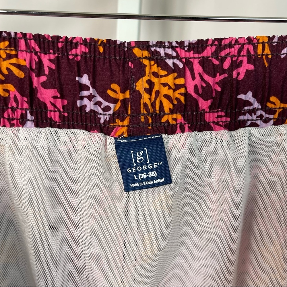 George Large Coral Reef Print Swim Trunks Shorts Vacation Ocean - Picture 4 of 5
